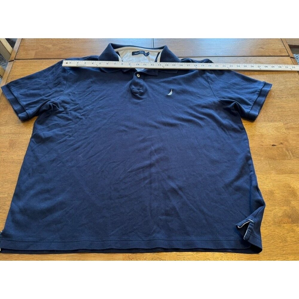 Nautica Polo Shirt Mens Size XL Navy Blue Casual Short Sleeve Adult